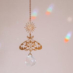 Crystal Butterfly Suncatcher: Brass Accent Rainbow Prism, Handmade
