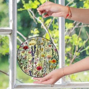 Wildflower Stained Glass Suncatcher, Gift for Flower Lovers, Florist Gift, Nature Decor, Window Hanging Floral Art, Handmade Glass Decor