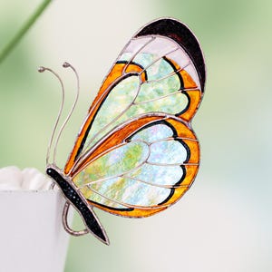 Stained Glass Angel Butterfly Suncatcher: Unique Handmade Home & Planter Decor Gift for Mom