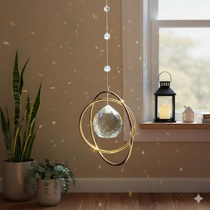 Crystal Ball Suncatcher: Modern Boho Rainbow Prism Window Decor