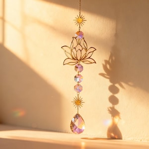 Crystal Suncatcher – Hanging Rainbow Maker | Colorful Glass Garden Decor, Chakra Prism Ornament
